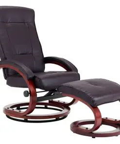 vidaXL Reclining Chair with Footstool Brown Faux Leather