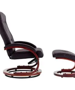 vidaXL Reclining Chair with Footstool Brown Faux Leather