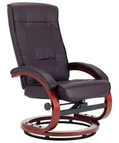 vidaXL Reclining Chair with Footstool Brown Faux Leather