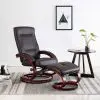vidaXL Reclining Chair with Footstool Brown Faux Leather