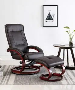 vidaXL Reclining Chair with Footstool Brown Faux Leather vidaXL Reclining Chair with Footstool Brown Faux Leather