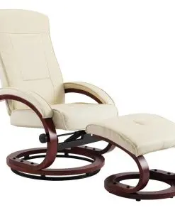 vidaXL Reclining Chair with Footstool Cream Faux Leather