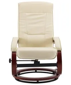 vidaXL Reclining Chair with Footstool Cream Faux Leather
