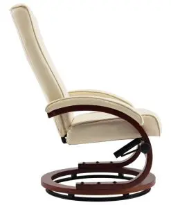vidaXL Reclining Chair with Footstool Cream Faux Leather