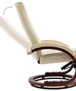 vidaXL Reclining Chair with Footstool Cream Faux Leather