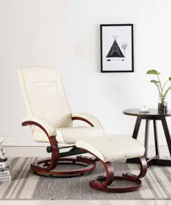 vidaXL Reclining Chair with Footstool Cream Faux Leather