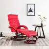 vidaXL Reclining Chair with Footstool Red Faux Leather