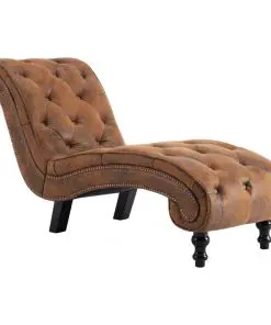 vidaXL Chaise Lounge Brown Faux Suede Leather