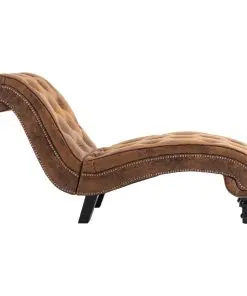 vidaXL Chaise Lounge Brown Faux Suede Leather