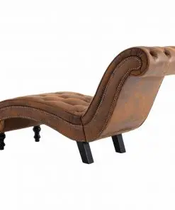 vidaXL Chaise Lounge Brown Faux Suede Leather