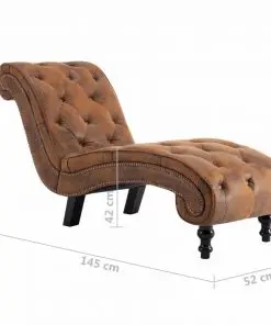 vidaXL Chaise Lounge Brown Faux Suede Leather
