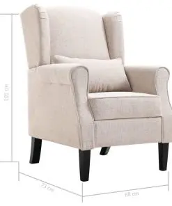vidaXL Armchair Beige Fabric