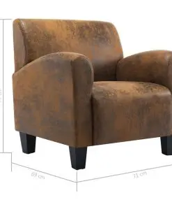 vidaXL Sofa Chair Brown Faux Suede Leather