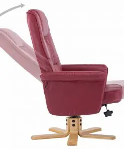 vidaXL Armchair with Footrest Wine Red Faux Leather
