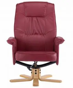 vidaXL Armchair with Footrest Wine Red Faux Leather