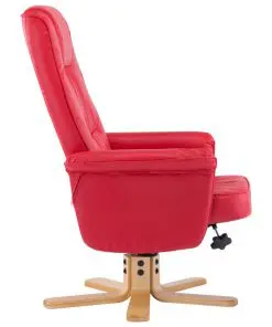 vidaXL Armchair with Footrest Red Faux Leather