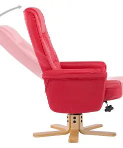 vidaXL Armchair with Footrest Red Faux Leather