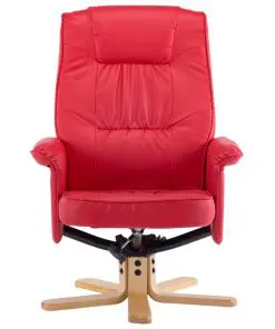 vidaXL Armchair with Footrest Red Faux Leather