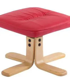 vidaXL Armchair with Footrest Red Faux Leather