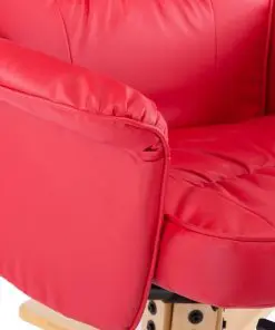 vidaXL Armchair with Footrest Red Faux Leather