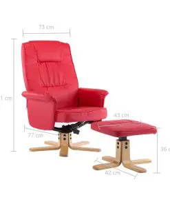 vidaXL Armchair with Footrest Red Faux Leather