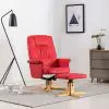 vidaXL Armchair with Footrest Red Faux Leather