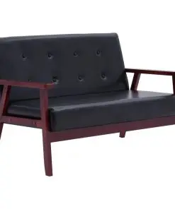 vidaXL 2-Seater Sofa Black Faux Leather