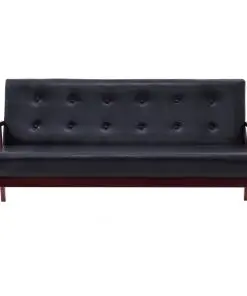 vidaXL 3-Seater Sofa Black Faux Leather