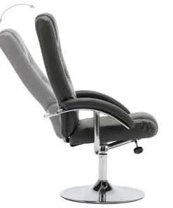 vidaXL Reclining Chair with Footstool Grey Faux Leather