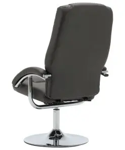 vidaXL Reclining Chair with Footstool Grey Faux Leather