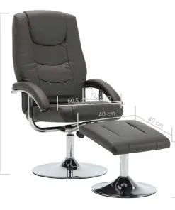 vidaXL Reclining Chair with Footstool Grey Faux Leather
