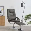 vidaXL Reclining Chair with Footstool Grey Faux Leather