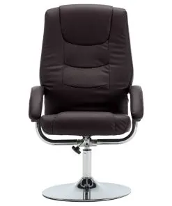 vidaXL Reclining Chair with Footstool Brown Faux Leather