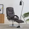 vidaXL Reclining Chair with Footstool Brown Faux Leather vidaXL Reclining Chair with Footstool Brown Faux Leather