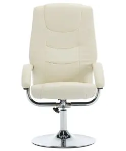 vidaXL Reclining Chair with Footstool Cream White Faux Leather