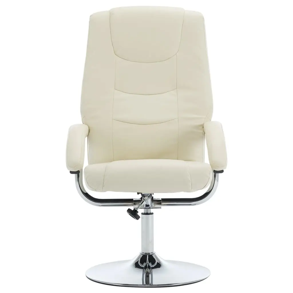 vidaXL Reclining Chair with Footstool Cream White Faux Leather