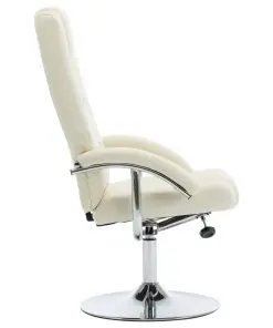 vidaXL Reclining Chair with Footstool Cream White Faux Leather