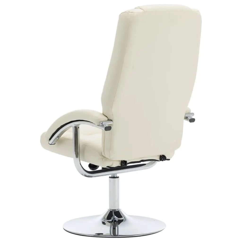 vidaXL Reclining Chair with Footstool Cream White Faux Leather