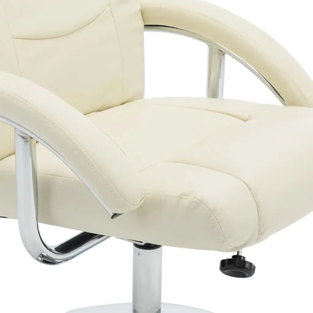 vidaXL Reclining Chair with Footstool Cream White Faux Leather