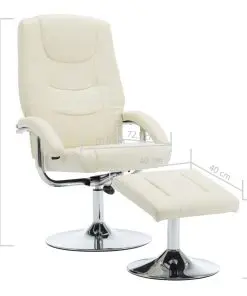 vidaXL Reclining Chair with Footstool Cream White Faux Leather