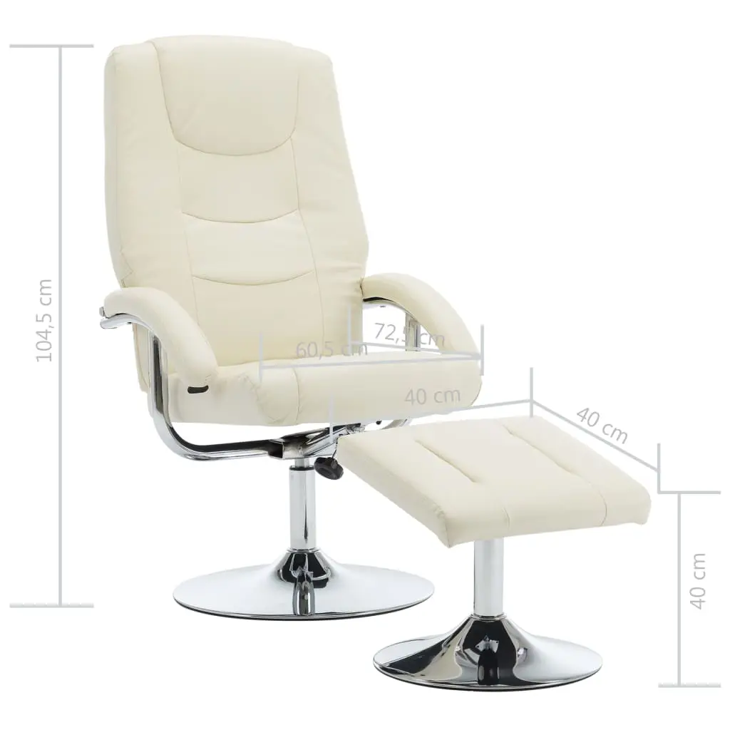 vidaXL Reclining Chair with Footstool Cream White Faux Leather