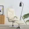 vidaXL Reclining Chair with Footstool Cream White Faux Leather