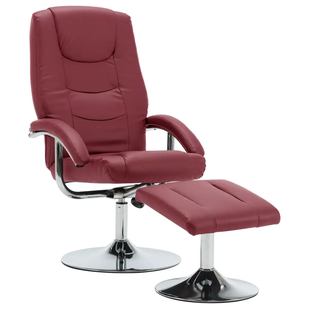 vidaXL Reclining Chair with Footstool Wine Red Faux Leather