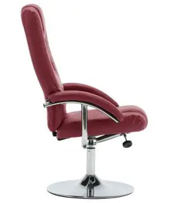 vidaXL Reclining Chair with Footstool Wine Red Faux Leather