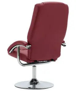 vidaXL Reclining Chair with Footstool Wine Red Faux Leather