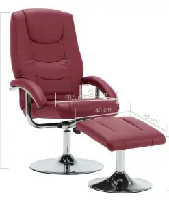 vidaXL Reclining Chair with Footstool Wine Red Faux Leather