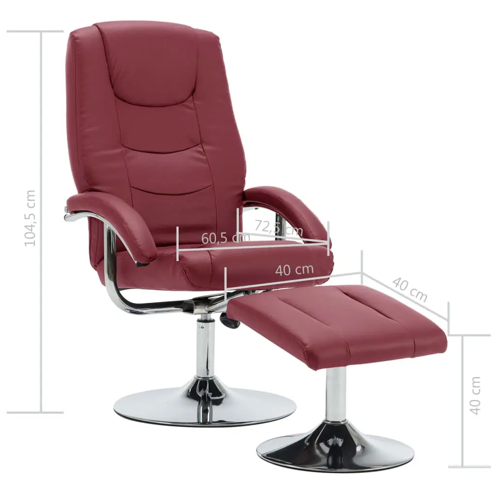 vidaXL Reclining Chair with Footstool Wine Red Faux Leather