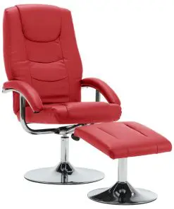 vidaXL Reclining Chair with Footstool Red Faux Leather