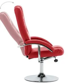 vidaXL Reclining Chair with Footstool Red Faux Leather