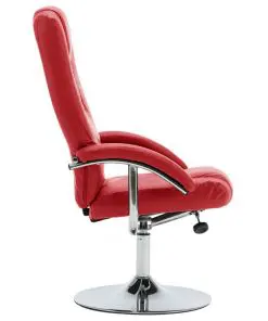 vidaXL Reclining Chair with Footstool Red Faux Leather